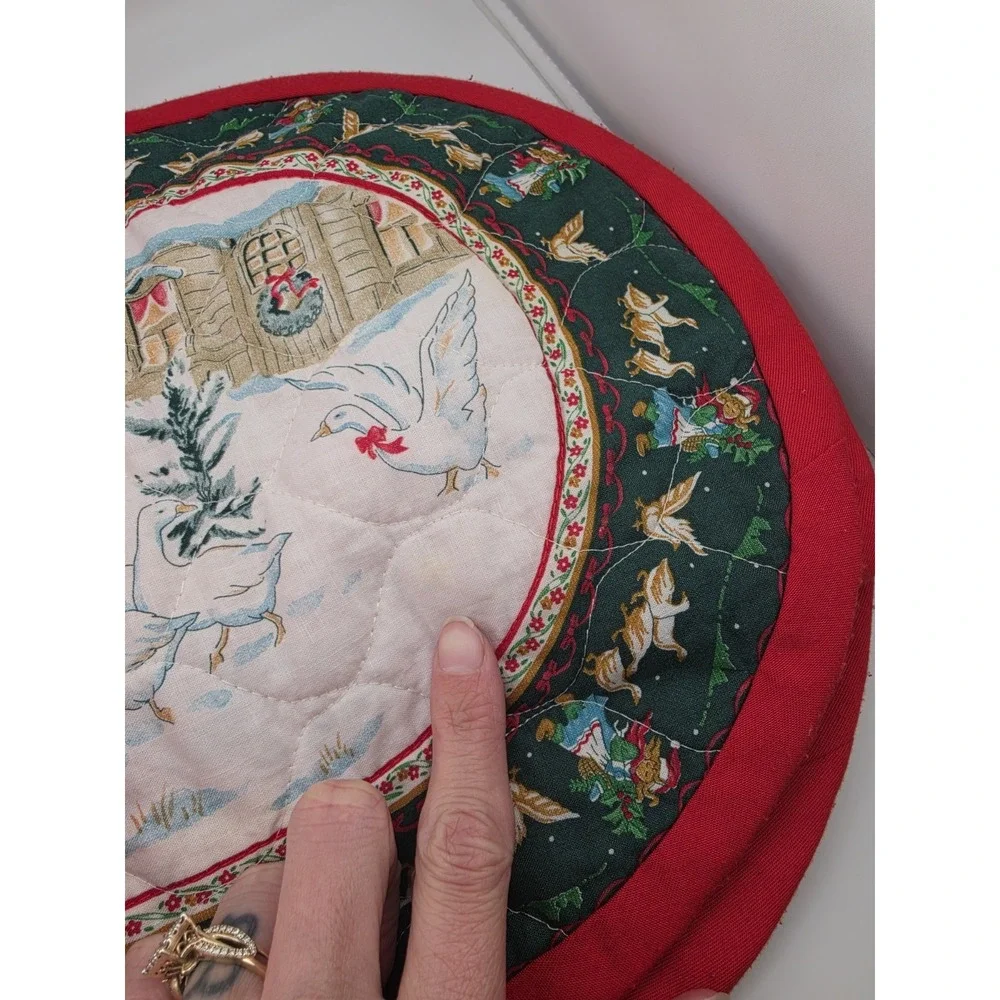 Cotton Quilt Christmas Placemats 6/pk Geese Country Snow Cottage Core